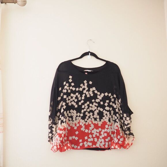 !! Diane Von Furstenberg Silk Robyn Top Blouse sz P - Picture 2 of 7